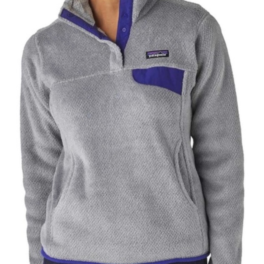 Patagonia Women's Gray and Purple Turtleneck Sweater